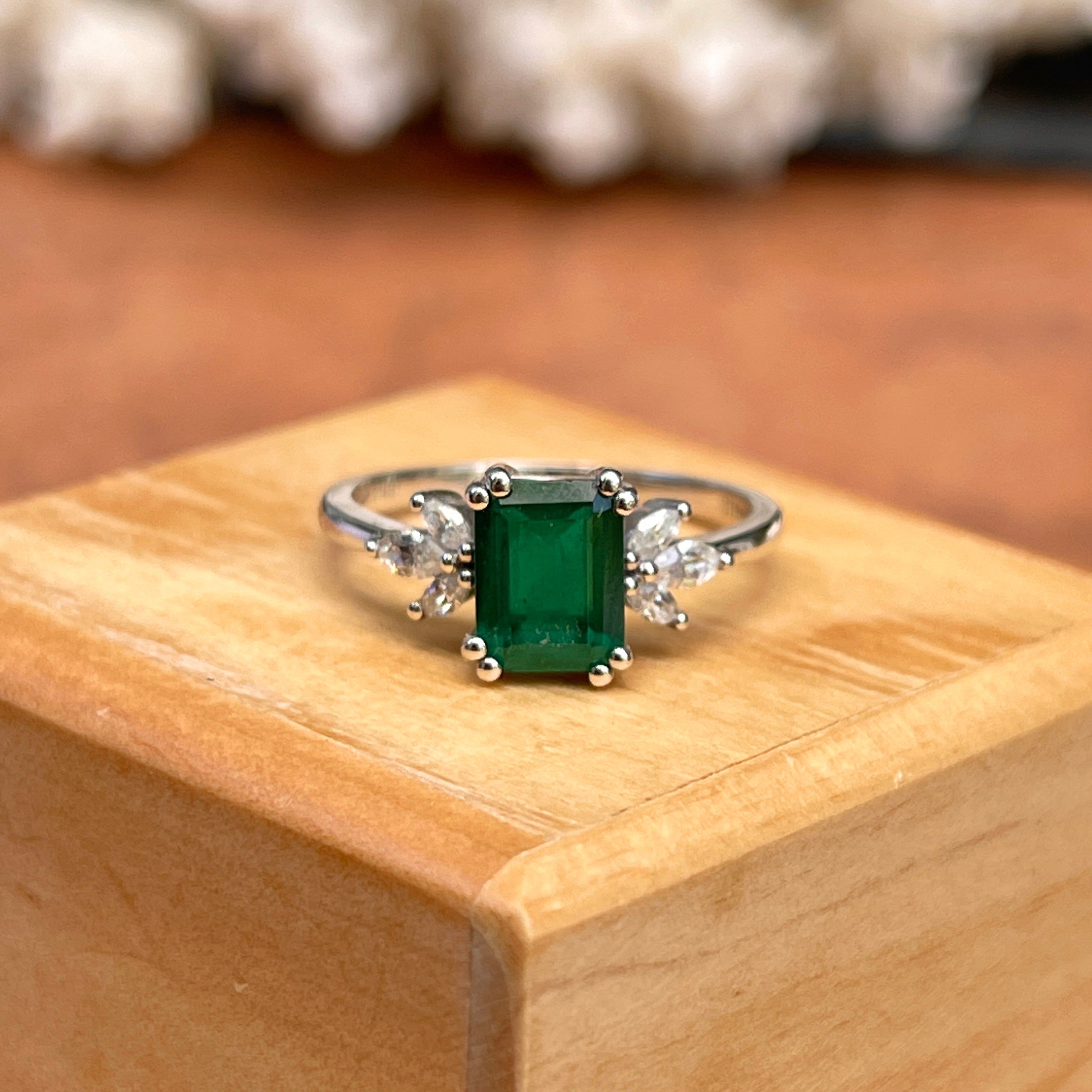 18ct White Gold 2.94ct Emerald cut Emerald & Diamond Ring - Jewellery from  David Mellor Family Jewellers UK