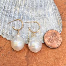 Load image into Gallery viewer, 14KT Yellow Gold Rope Twist Hoop with Paspaley South Sea Pearl Drop Charm Earrings, 14KT Yellow Gold Rope Twist Hoop with Paspaley South Sea Pearl Drop Charm Earrings - Legacy Saint Jewelry