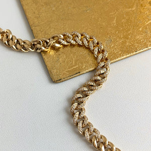14KT Yellow Gold 3/4 CT Pave Diamond Curb Chain Bracelet