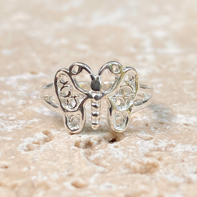 Sterling Silver Detailed Butterfly Toe Ring, Sterling Silver Detailed Butterfly Toe Ring - Legacy Saint Jewelry