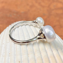Load image into Gallery viewer, Sterling Silver Freshwater White Double Pearl Open Shank Ring, Sterling Silver Freshwater White Double Pearl Open Shank Ring - Legacy Saint Jewelry