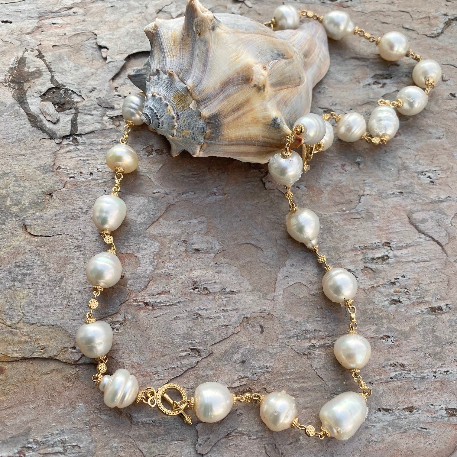14KT Yellow Gold Paspaley South Sea Pearl Toggle Station Necklace 20", 14KT Yellow Gold Paspaley South Sea Pearl Toggle Station Necklace 20" - Legacy Saint Jewelry