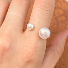 Load image into Gallery viewer, Sterling Silver Freshwater White Double Pearl Open Shank Ring, Sterling Silver Freshwater White Double Pearl Open Shank Ring - Legacy Saint Jewelry