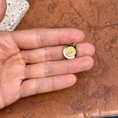 14KT Yellow Gold St Raphael Round Medal Pendant Charm 16mm