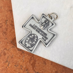Sterling Silver Antiqued Four Way Catholic Cross Medal Pendant 35mm, Sterling Silver Antiqued Four Way Catholic Cross Medal Pendant 35mm - Legacy Saint Jewelry