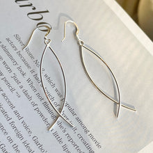 Load image into Gallery viewer, Sterling Silver Ichthus Thin Shepard Hook Dangle Earrings