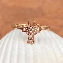Load image into Gallery viewer, 14KT Rose Gold Celtic Cross Open Weave Ring - Legacy Saint Jewelry
