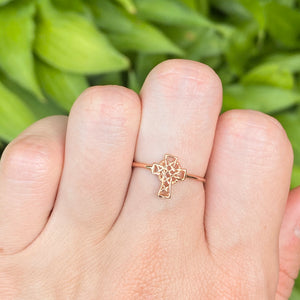 14KT Rose Gold Celtic Cross Open Weave Ring - Legacy Saint Jewelry