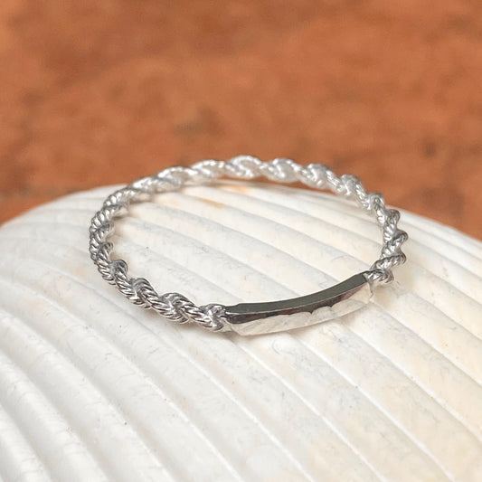 14KT White Gold Diamond-Cut Rope Twist Band Ring, 14KT White Gold Diamond-Cut Rope Twist Band Ring - Legacy Saint Jewelry