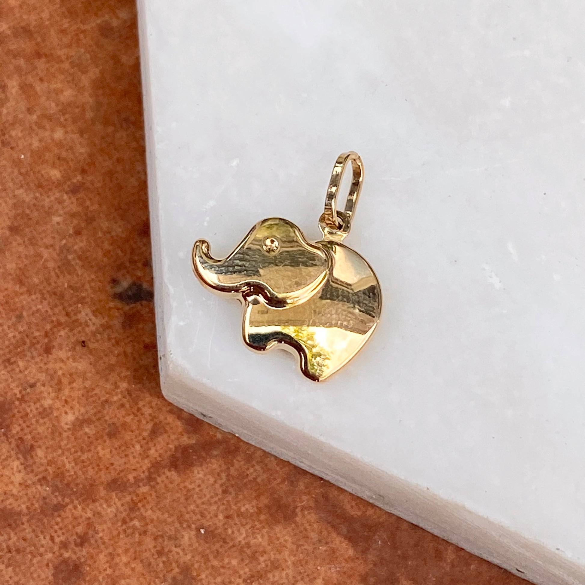 14KT Yellow Gold 3D Mini Elephant Pendant Charm, 14KT Yellow Gold 3D Mini Elephant Pendant Charm - Legacy Saint Jewelry