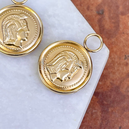 Estate 14KT Yellow Gold Roman Coin Replica Earring Charms