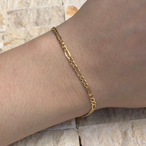 14KT Yellow Gold Figaro Link Bracelet 10", 14KT Yellow Gold Figaro Link Bracelet 10" - Legacy Saint Jewelry