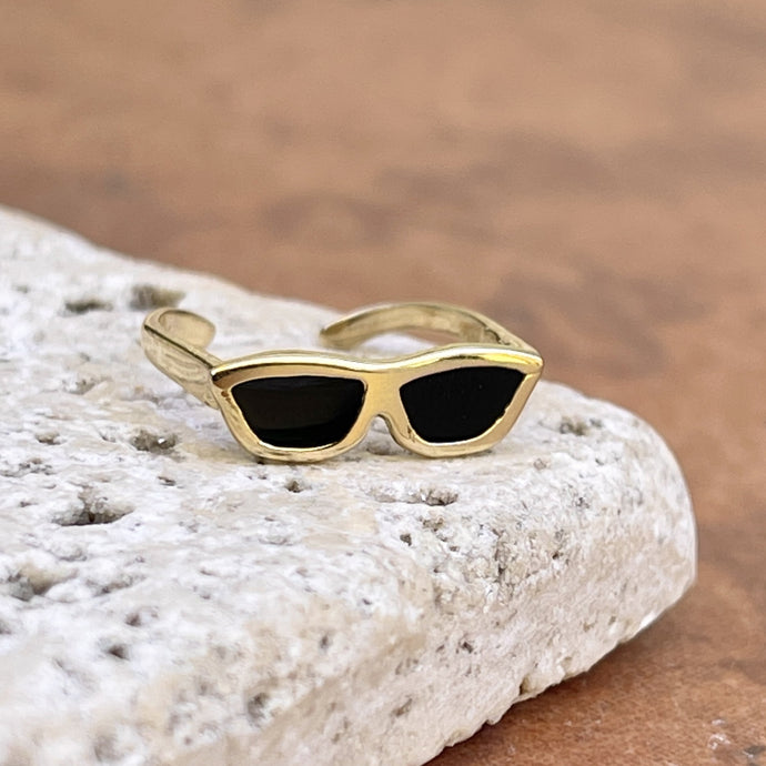 14KT Yellow Gold Black Enamel Sunglasses Toe Ring