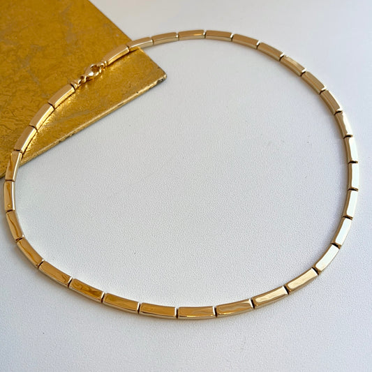 14KT Yellow Gold Rectangle Links Collar Necklace