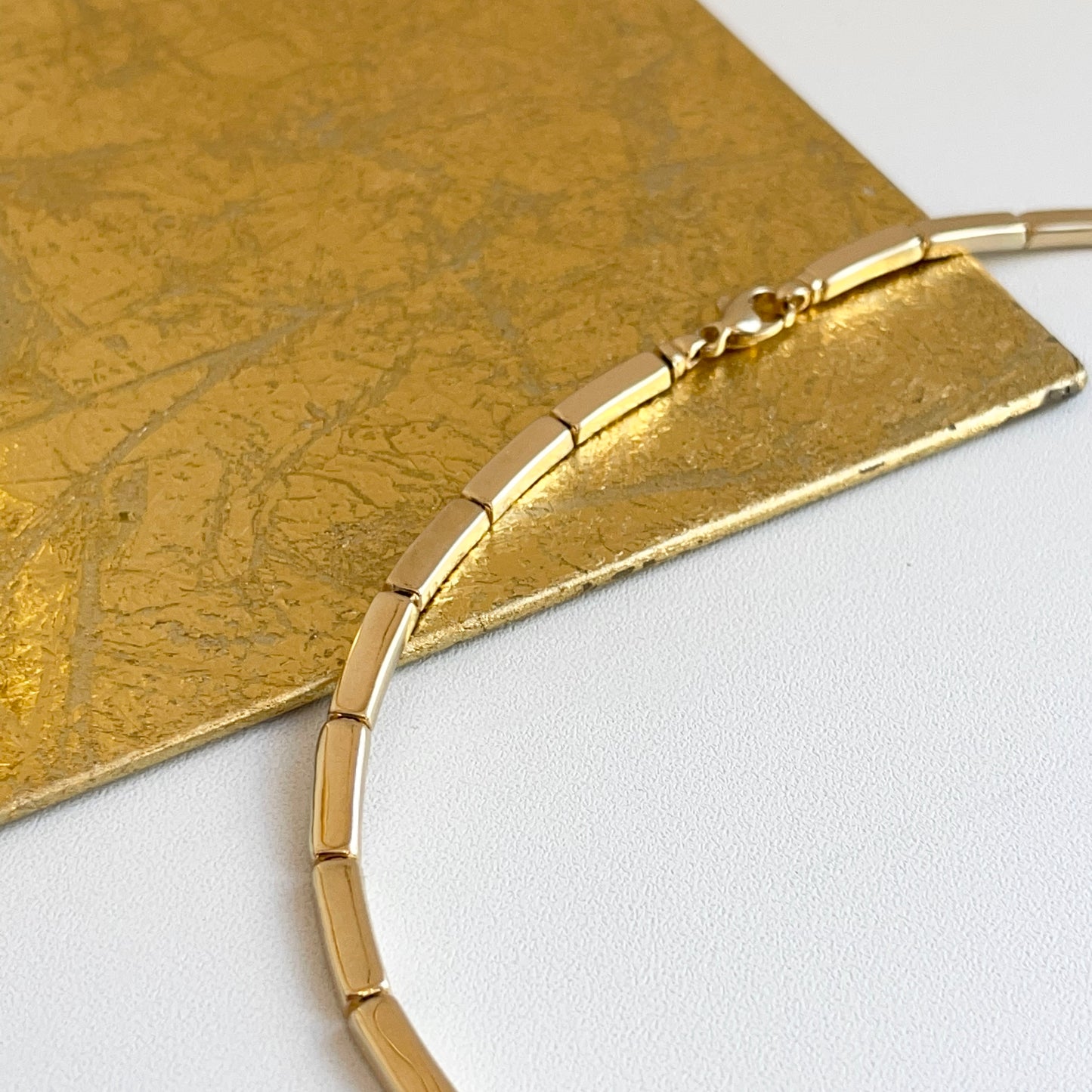 14KT Yellow Gold Rectangle Links Collar Necklace