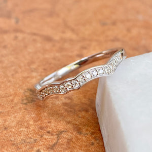 14KT White Gold 1/8 CT Diamond Wave Band Wedding Band Ring, 14KT White Gold 1/8 CT Diamond Wave Band Wedding Band Ring - Legacy Saint Jewelry