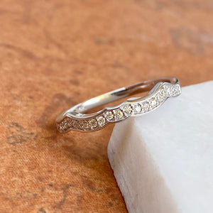 14KT White Gold 1/8 CT Diamond Wave Band Wedding Band Ring, 14KT White Gold 1/8 CT Diamond Wave Band Wedding Band Ring - Legacy Saint Jewelry