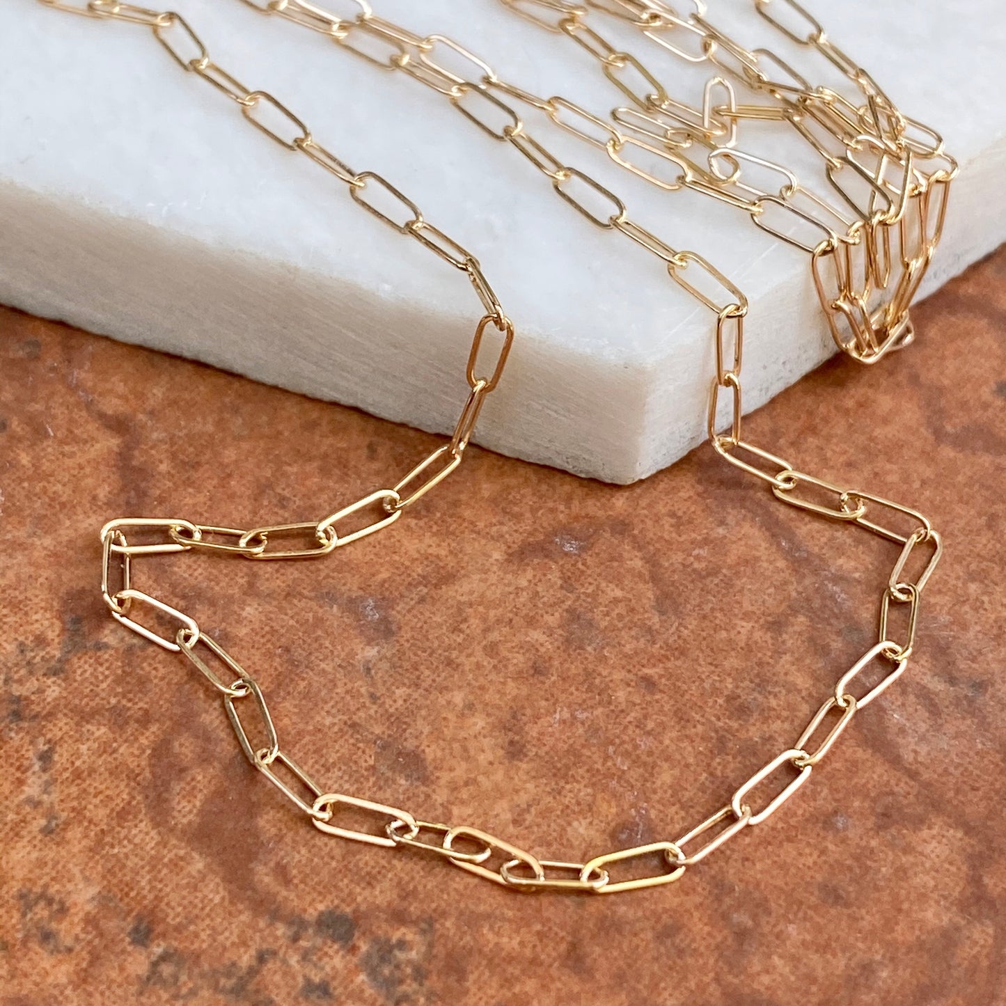 14KT Yellow Gold Polished Open Paper Clip Chain Link Necklace 1.8mm, 14KT Yellow Gold Polished Open Paper Clip Chain Link Necklace 1.8mm - Legacy Saint Jewelry