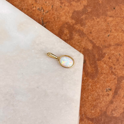14KT Yellow Gold Oval Opal Simple Mini Pendant Charm