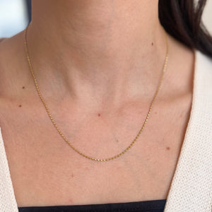14KT Yellow Gold Squared Cube 1.5mm Chain Link Necklace