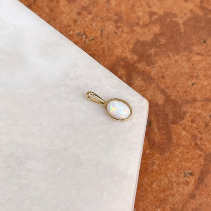 14KT Yellow Gold Oval Opal Simple Mini Pendant Charm