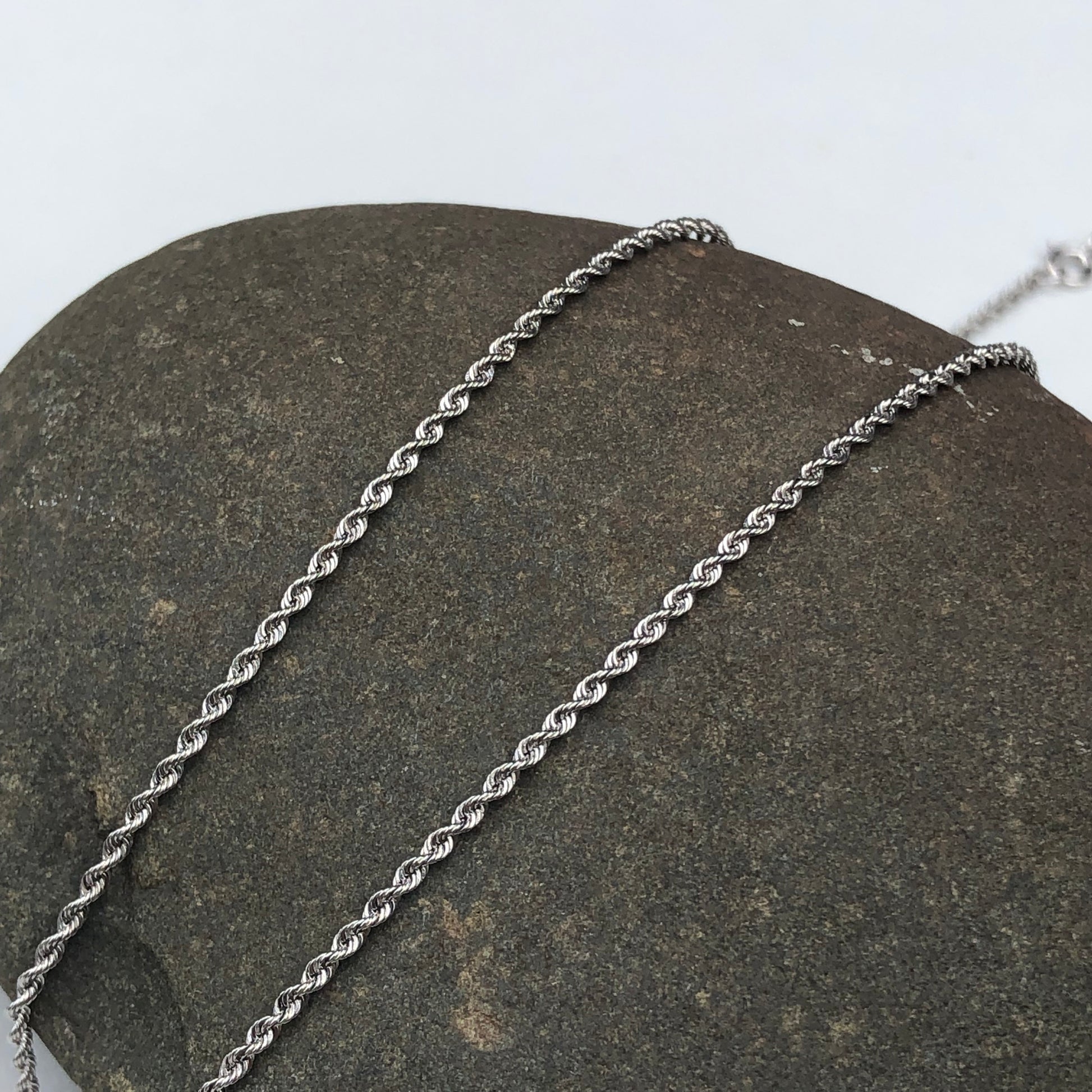 10KT White Gold Diamond-Cut Rope Chain Necklace 16"/ 1.4 mm, 10KT White Gold Diamond-Cut Rope Chain Necklace 16"/ 1.4 mm - Legacy Saint Jewelry