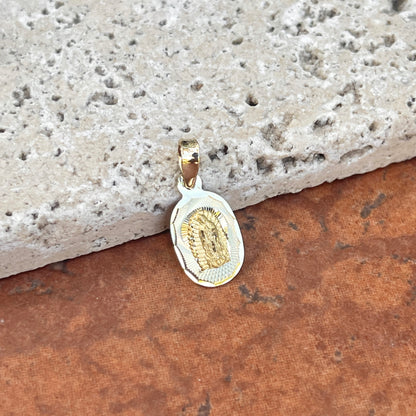 14KT Yellow Gold Diamond-Cut Our Lady of Guadalupe Pendant Charm