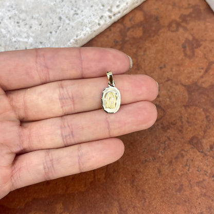 14KT Yellow Gold Diamond-Cut Our Lady of Guadalupe Pendant Charm