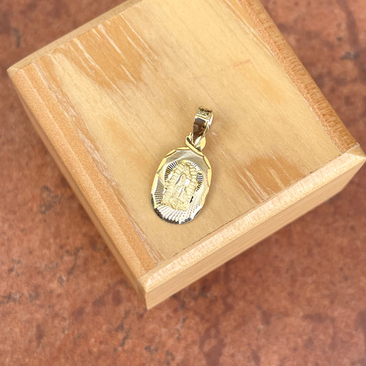 14KT Yellow Gold Diamond-Cut Our Lady of Guadalupe Pendant Charm