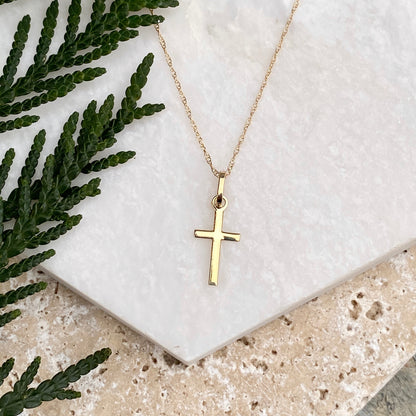 14KT Yellow Gold Mini Cross Charm Necklace, 14KT Yellow Gold Mini Cross Charm Necklace - Legacy Saint Jewelry