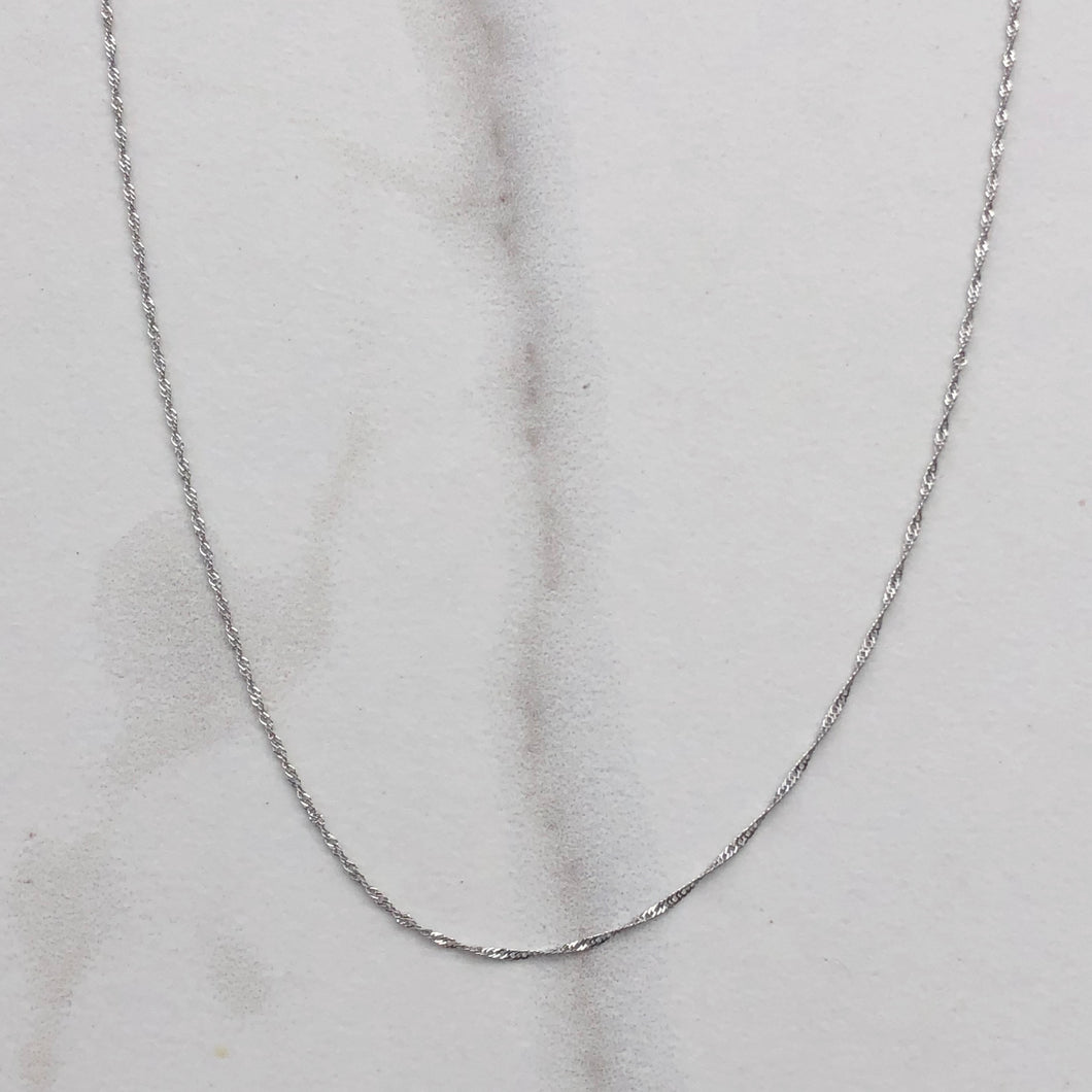14KT White Gold Thin Singapore Chain Necklace 30