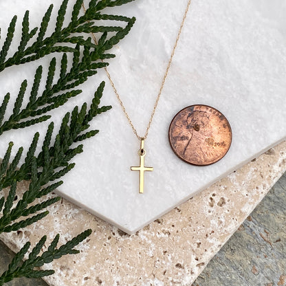 14KT Yellow Gold Mini Cross Charm Necklace, 14KT Yellow Gold Mini Cross Charm Necklace - Legacy Saint Jewelry