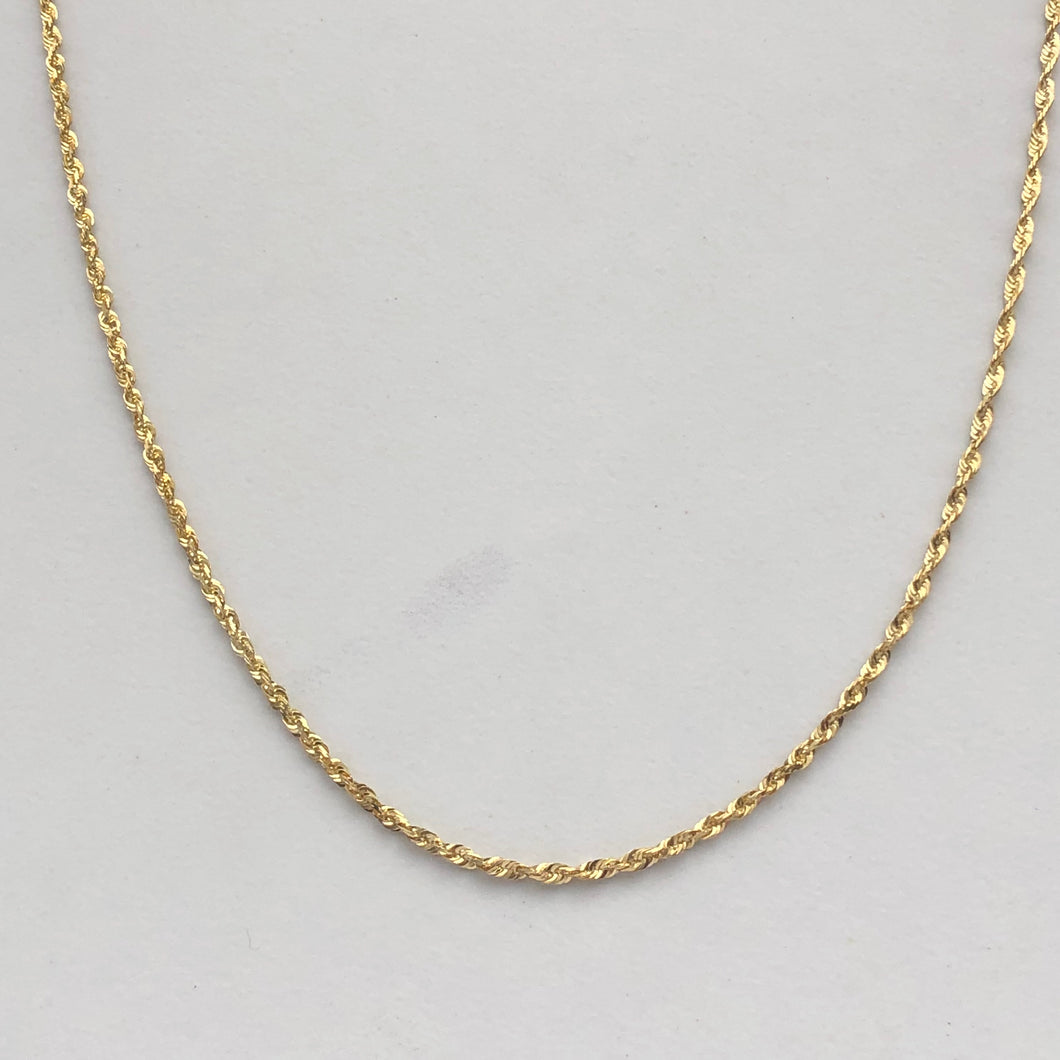 10KT Yellow Gold Diamond-Cut Rope Chain Necklace 30