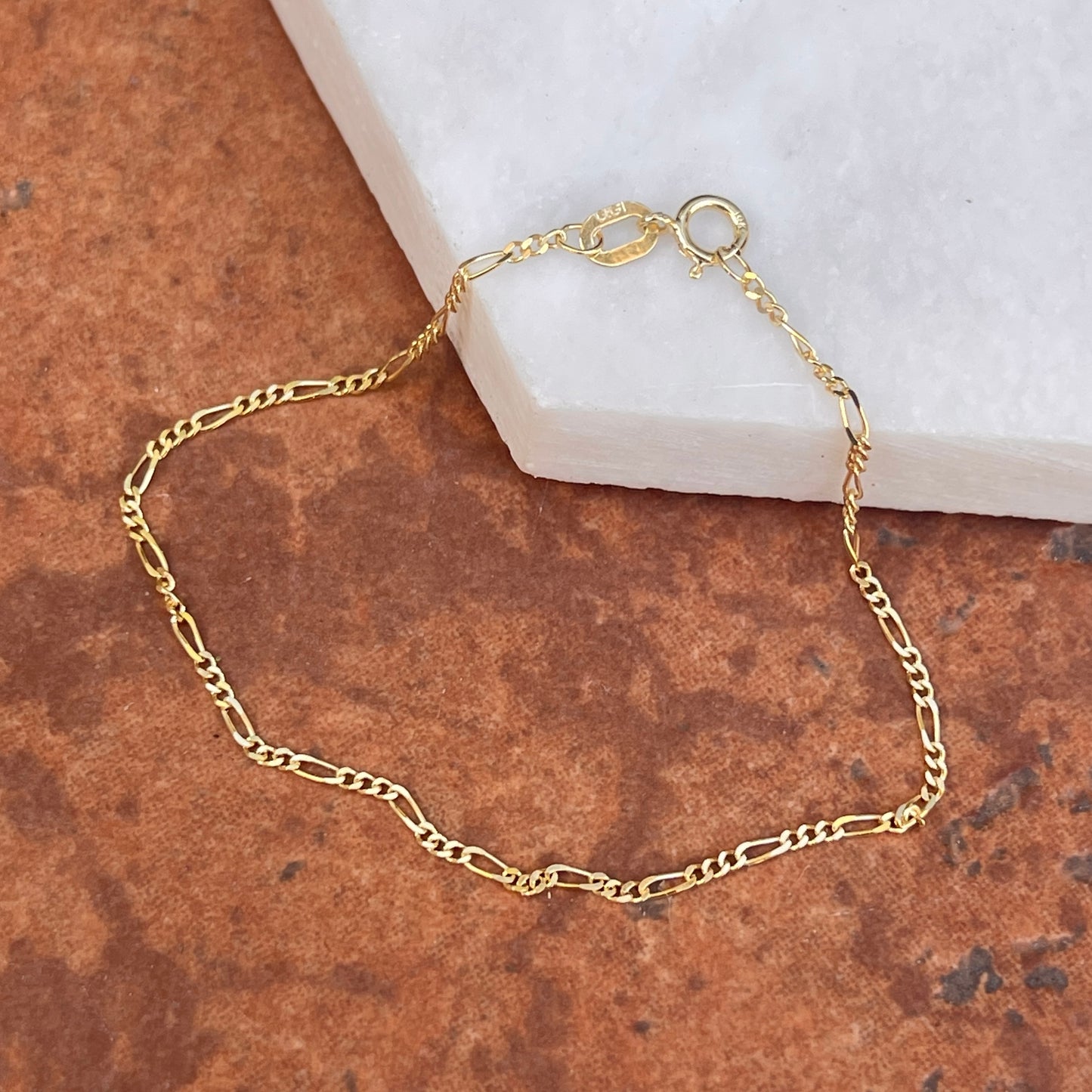 10KT Yellow Gold 1.25mm Singapore Chain Link Bracelet