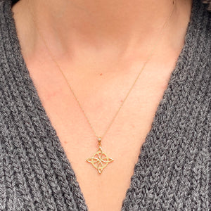 14KT Yellow Gold Celtic Eternity Knot Chain Necklace, 14KT Yellow Gold Celtic Eternity Knot Chain Necklace - Legacy Saint Jewelry
