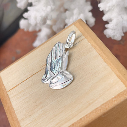 Sterling Silver Polished Praying Hands Pendant Charm