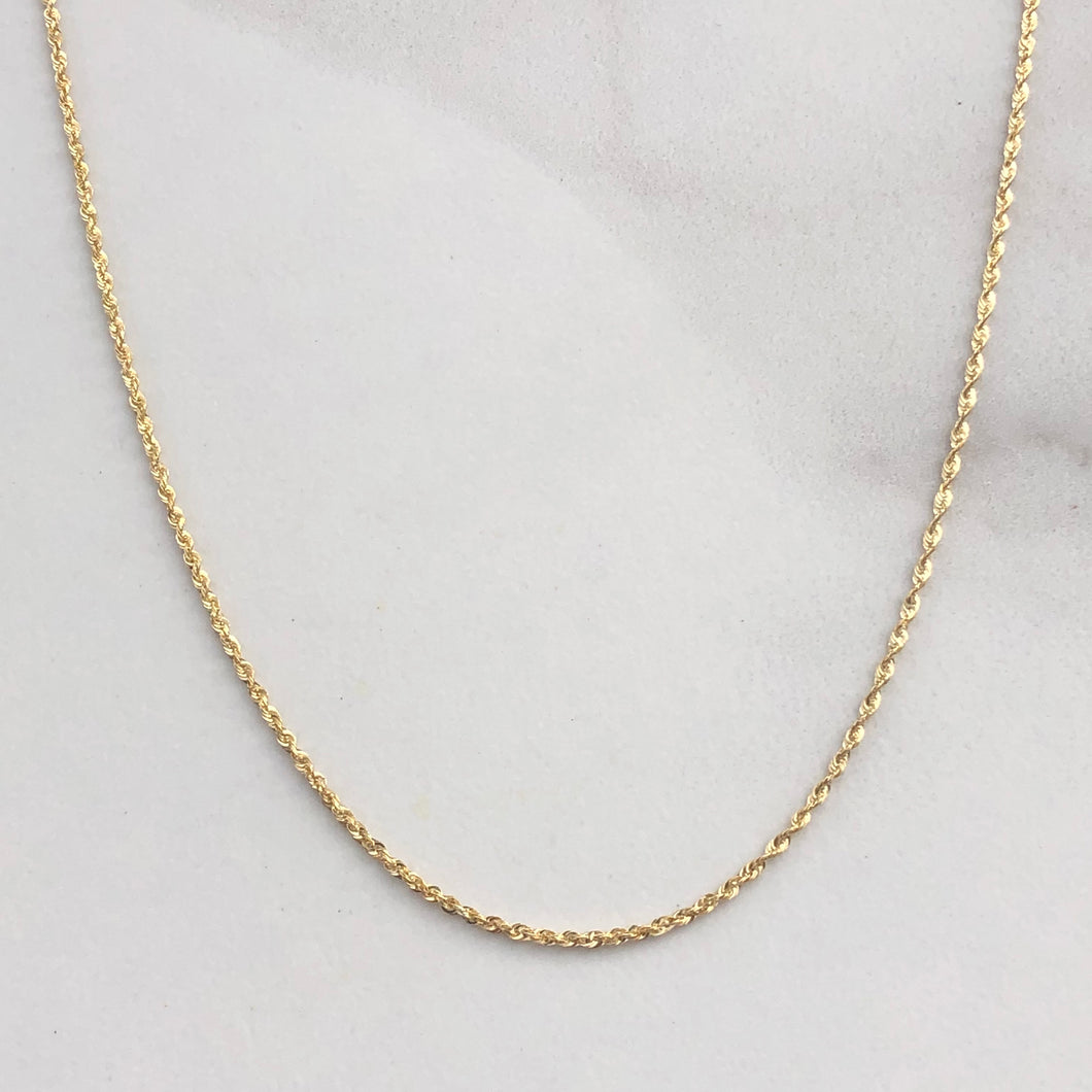 10KT Yellow Gold Rope Chain Necklace 30