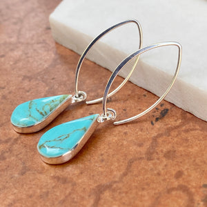 Sterling Silver Pear-Shaped Turquoise Marquise-Shaped Ear Wire Earrings, Sterling Silver Pear-Shaped Turquoise Marquise-Shaped Ear Wire Earrings - Legacy Saint Jewelry