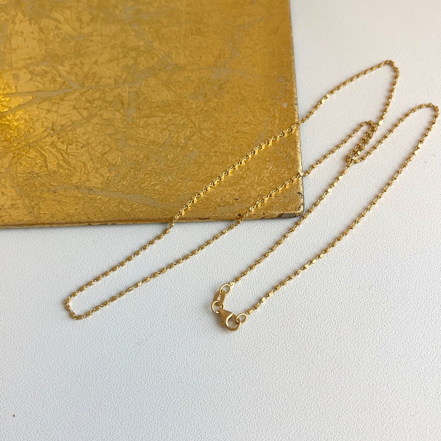 14KT Yellow Gold Squared Cube 1.5mm Chain Link Necklace