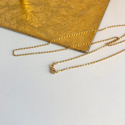 14KT Yellow Gold Squared Cube 1.5mm Chain Link Necklace