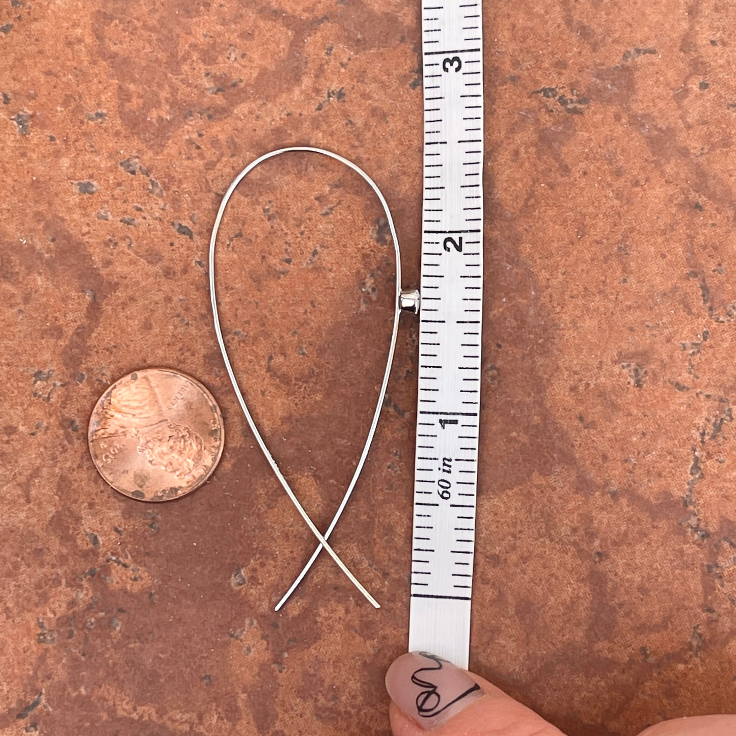 Sterling Silver CZ Stone Threader Ear Wire Earrings 67mm