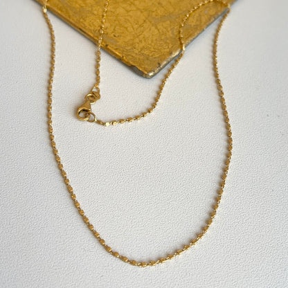 14KT Yellow Gold Squared Cube 1.5mm Chain Link Necklace