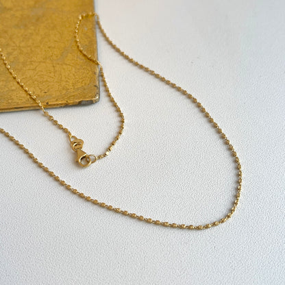 14KT Yellow Gold Squared Cube 1.5mm Chain Link Necklace