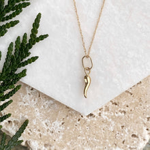 Load image into Gallery viewer, 14KT Yellow Gold Mini &quot;Cornicello&quot; Italian Horn Necklace, 14KT Yellow Gold Mini &quot;Cornicello&quot; Italian Horn Necklace - Legacy Saint Jewelry
