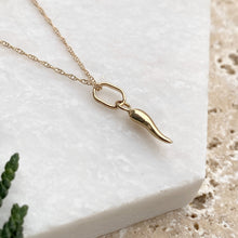 Load image into Gallery viewer, 14KT Yellow Gold Mini &quot;Cornicello&quot; Italian Horn Necklace, 14KT Yellow Gold Mini &quot;Cornicello&quot; Italian Horn Necklace - Legacy Saint Jewelry