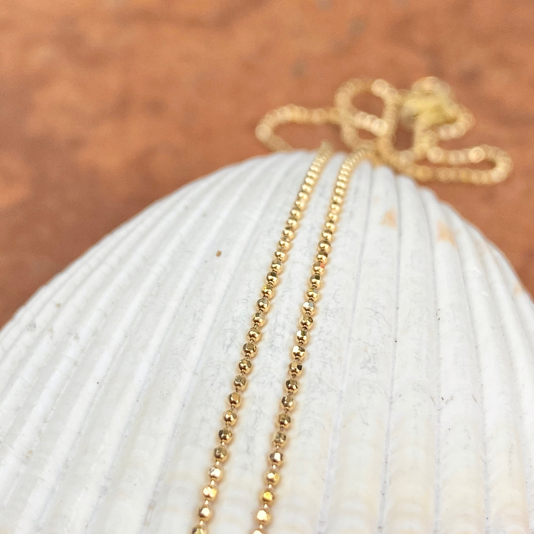 14KT Yellow Gold Diamond-Cut Beaded Ball Link Chain Necklace .75mm/ 16