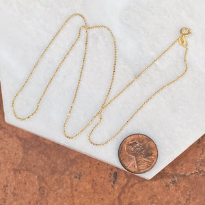 14KT Yellow Gold Diamond-Cut Beaded Ball Link Chain Necklace .75mm/ 16", 14KT Yellow Gold Diamond-Cut Beaded Ball Link Chain Necklace .75mm/ 16" - Legacy Saint Jewelry