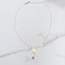 Load image into Gallery viewer, 10KT Yellow Gold Link Chain + Circles Lariat Necklace, 10KT Yellow Gold Link Chain + Circles Lariat Necklace - Legacy Saint Jewelry