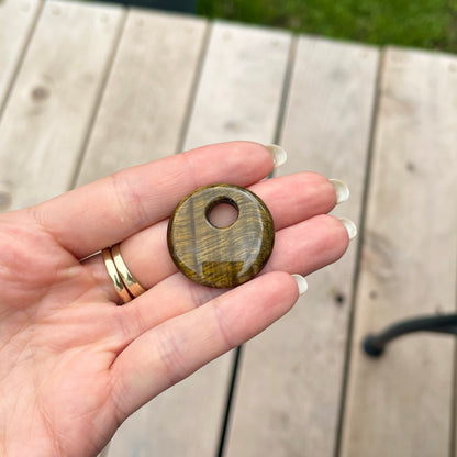 Genuine Brown Tigereye Round Disc Earring Charms