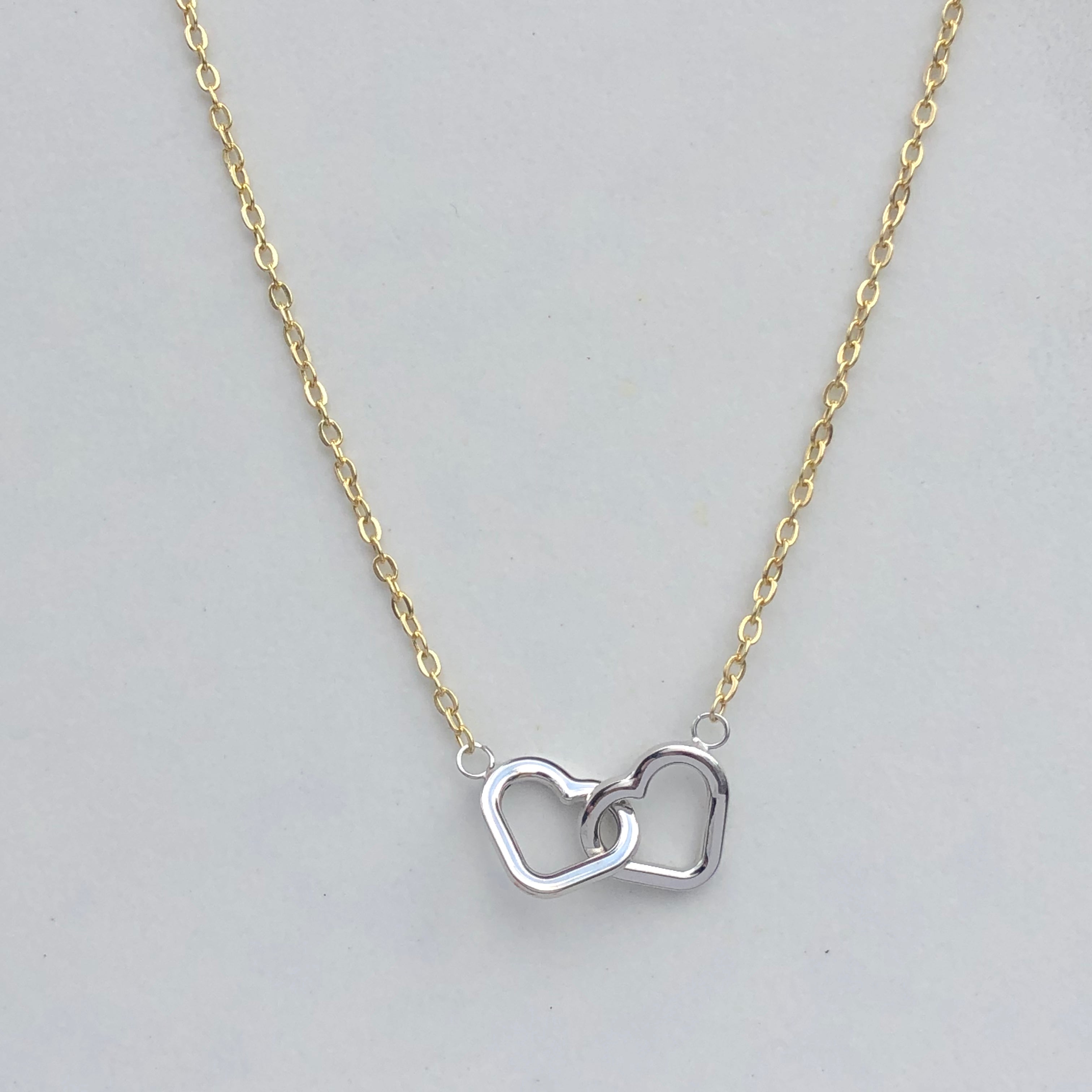 Vintage 14K Gold Double Heart Diamond Pendant Necklace – Boylerpf